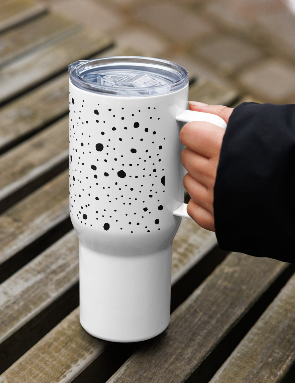 Spotted White Cheetah Animal Print Travel Mug
