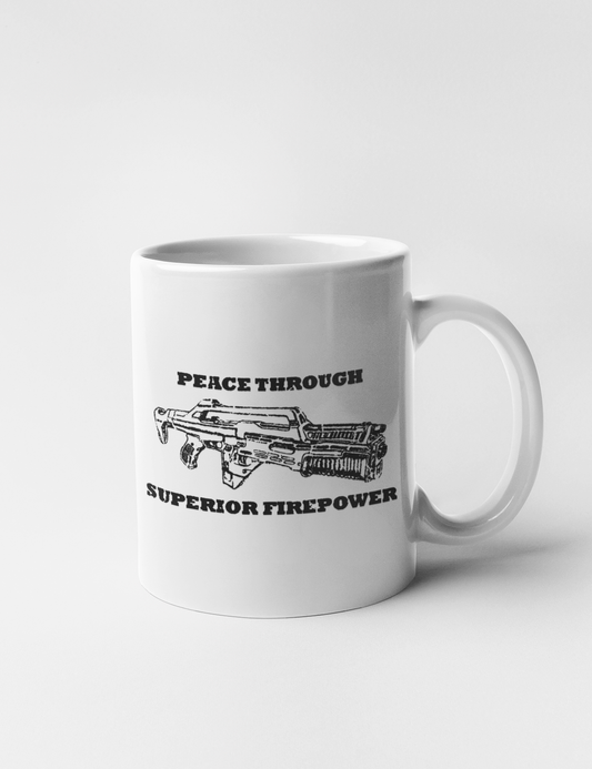 Peace Through Superior Firepower Aliens Edition Classic Coffee Mug