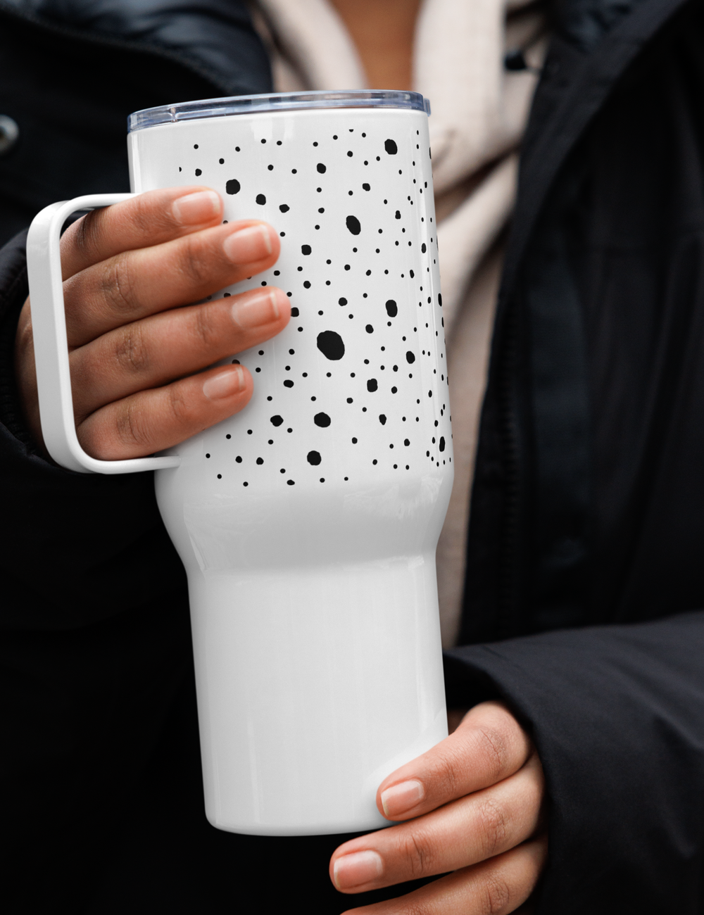 Spotted White Cheetah Animal Print Travel Mug
